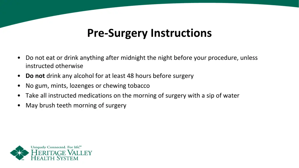 pre surgery instructions