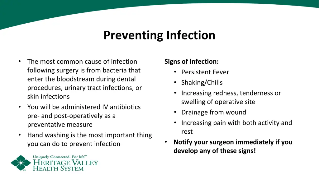 preventing infection