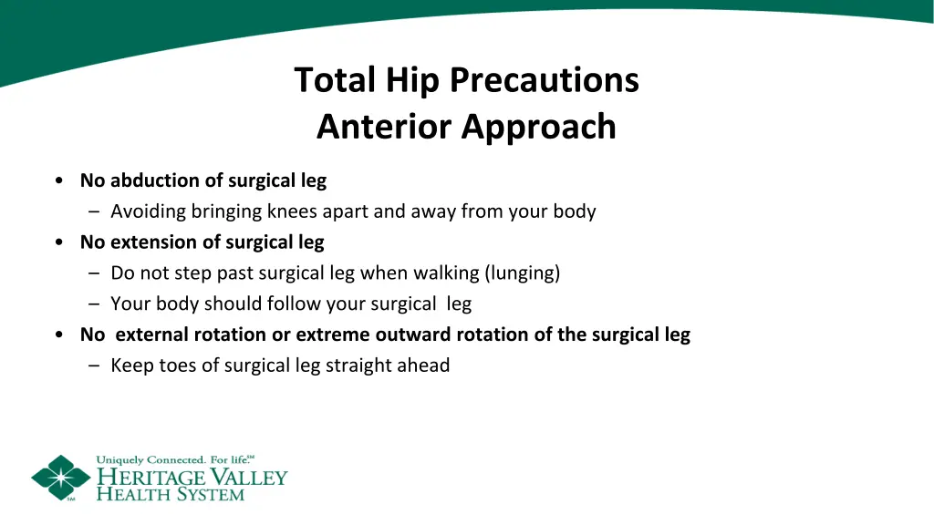 total hip precautions anterior approach