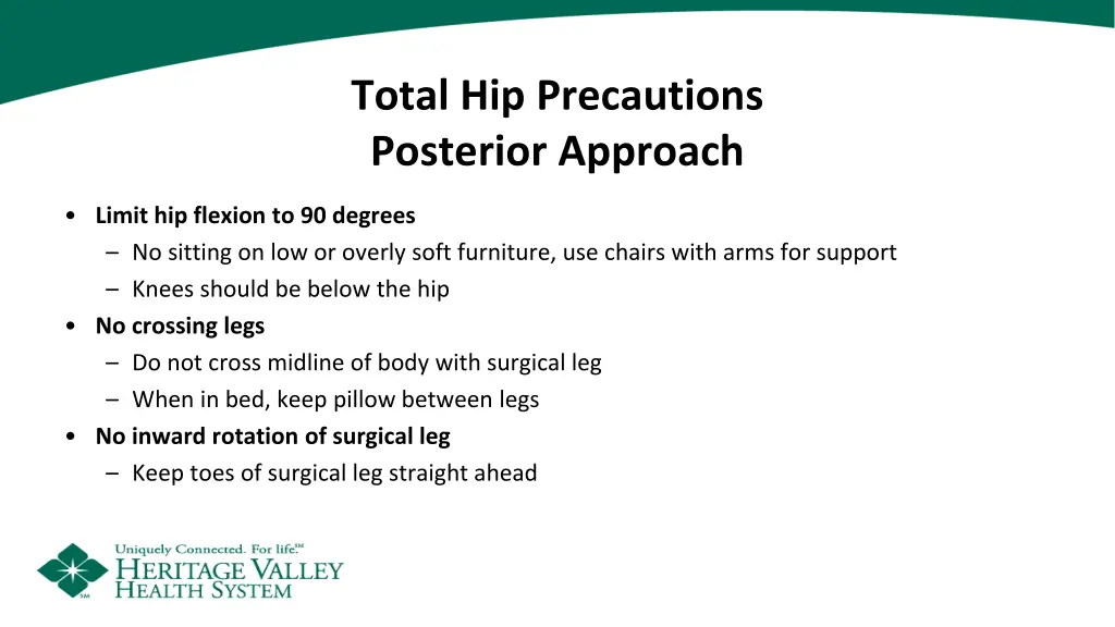 total hip precautions posterior approach