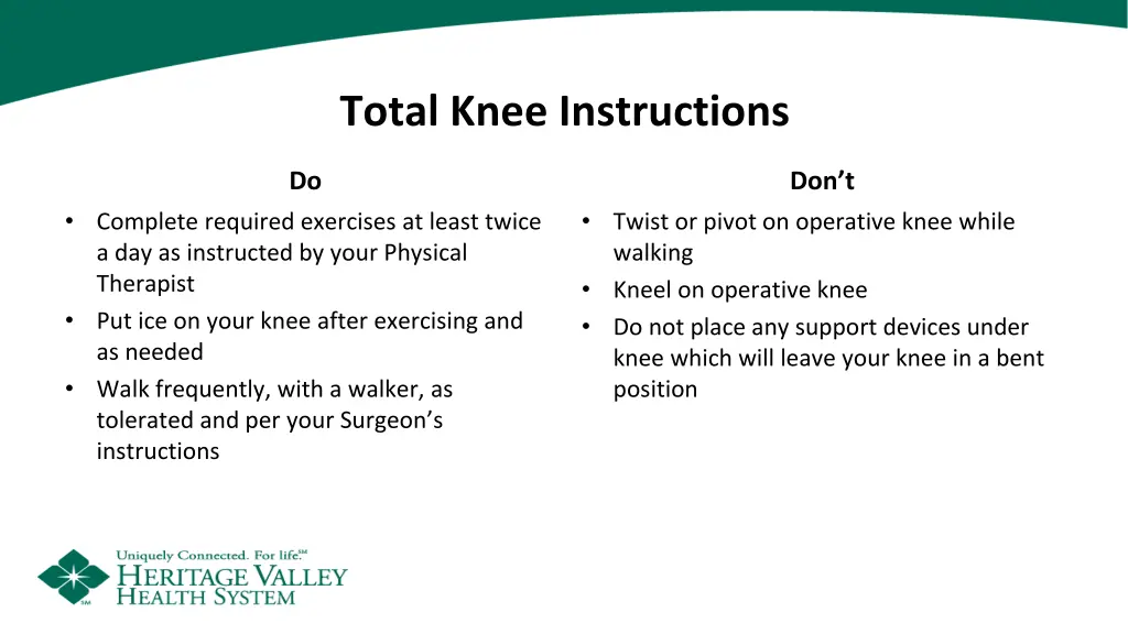 total knee instructions