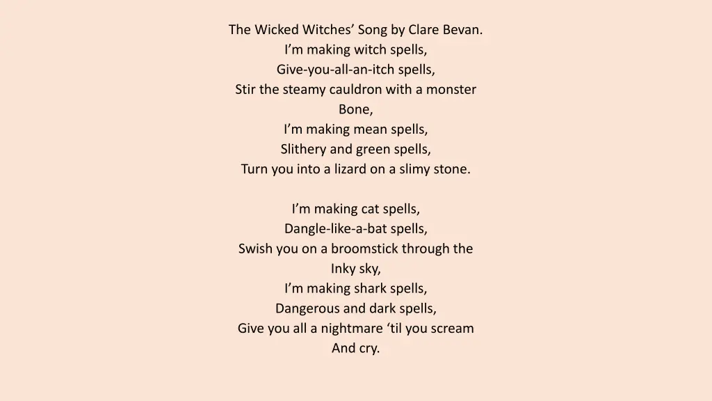 the wicked witches song by clare bevan i m making 1