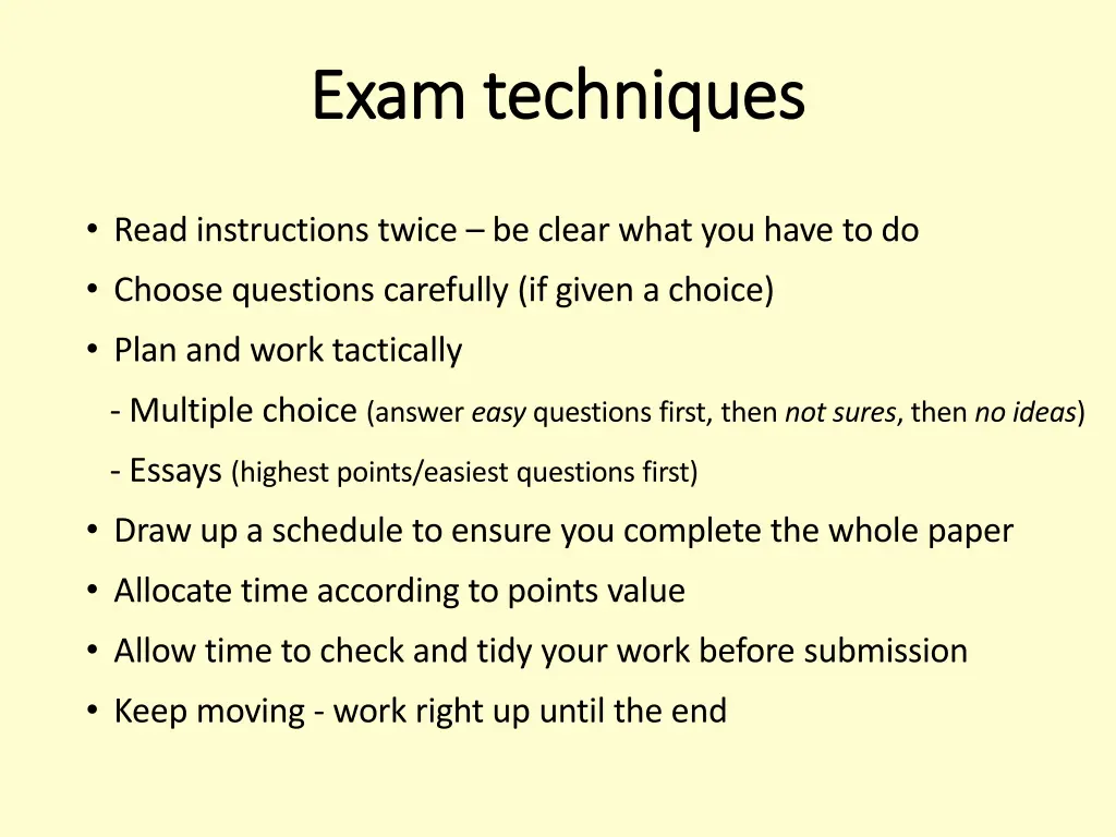 exam techniques exam techniques