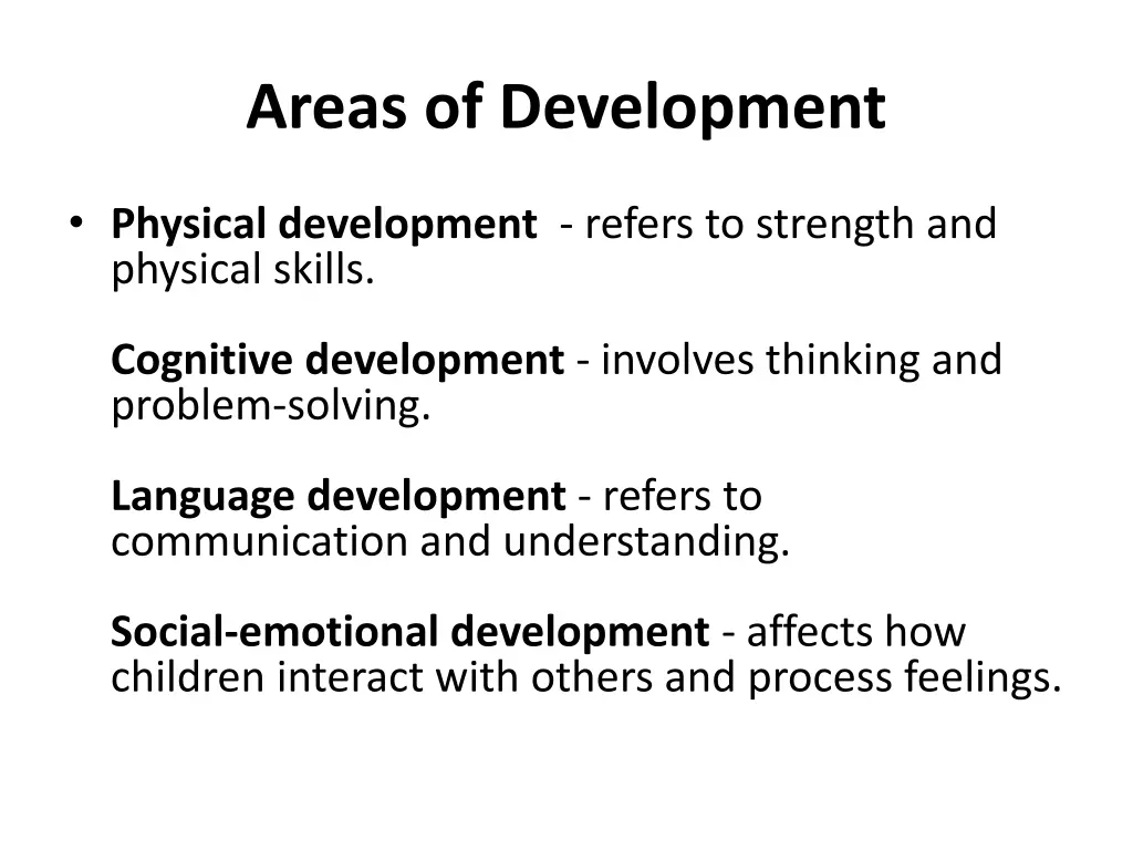 areas of development