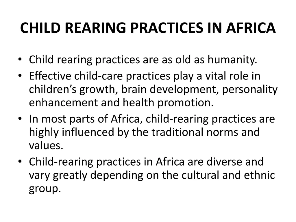 child rearing practices in africa