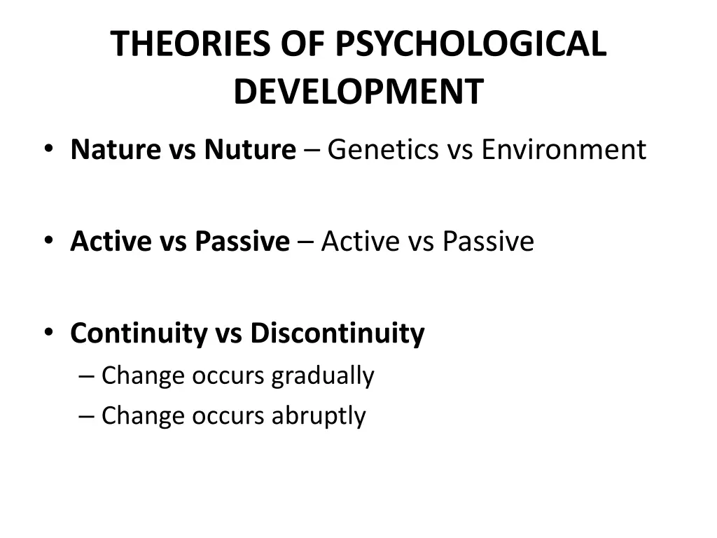 theories of psychological development