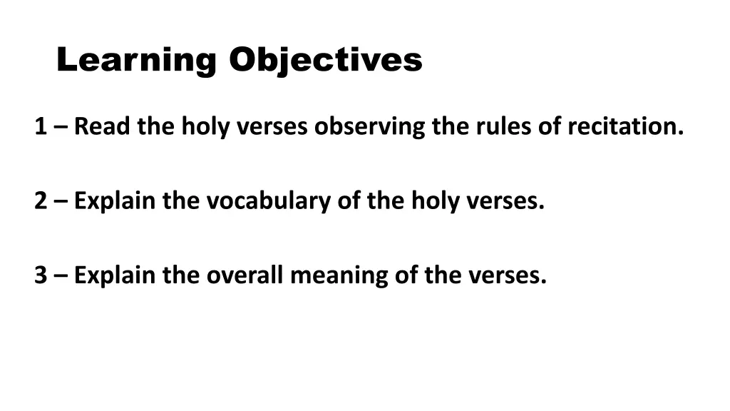 learning objectives