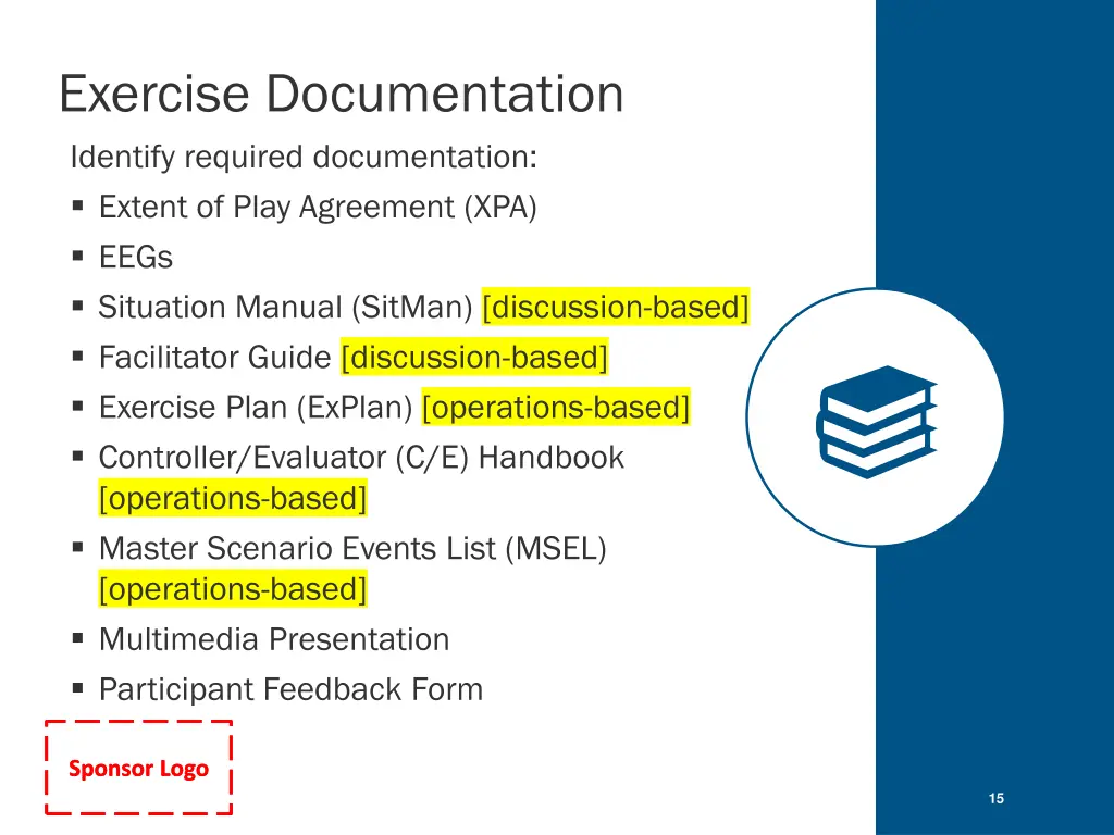 exercise documentation identify required