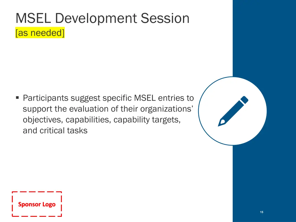 msel development session as needed