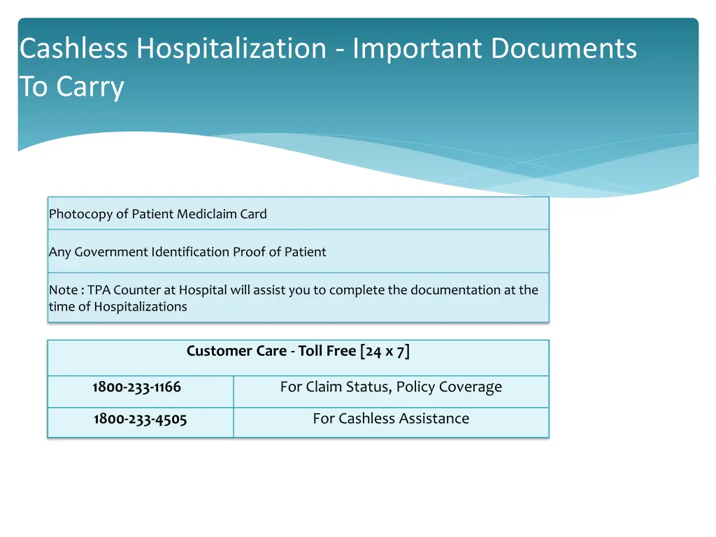 cashless hospitalization important documents