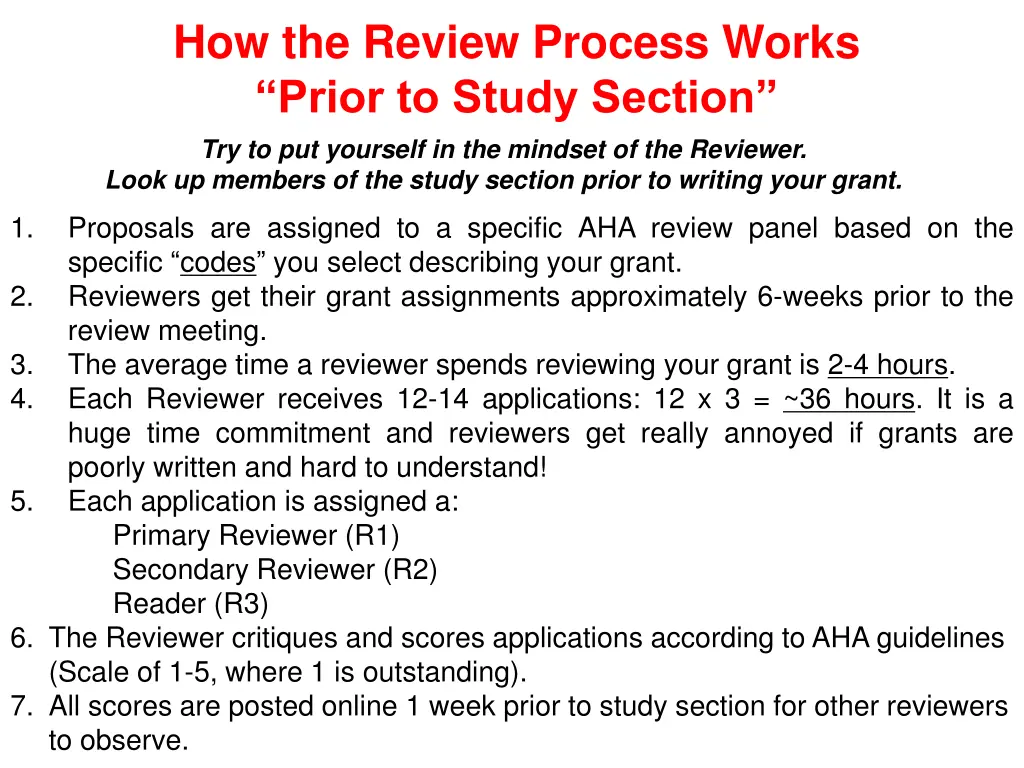 how the review process works prior to study