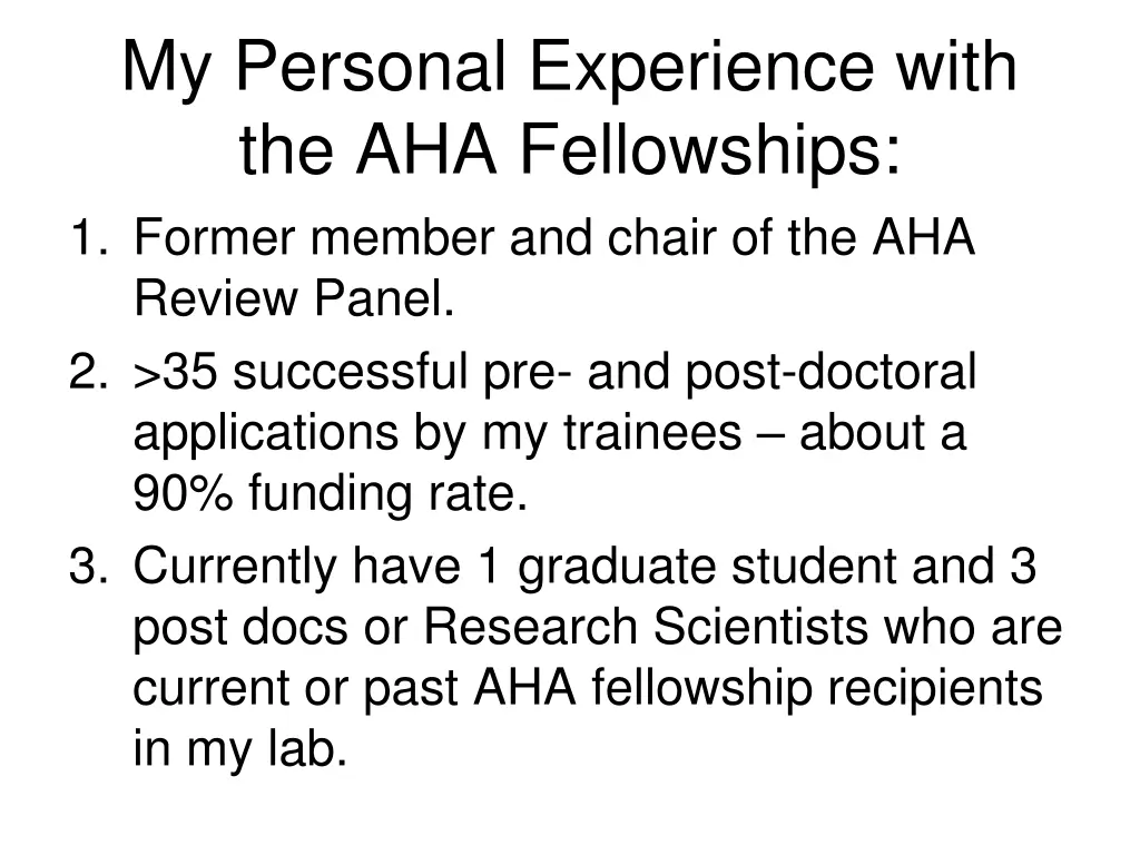 my personal experience with the aha fellowships