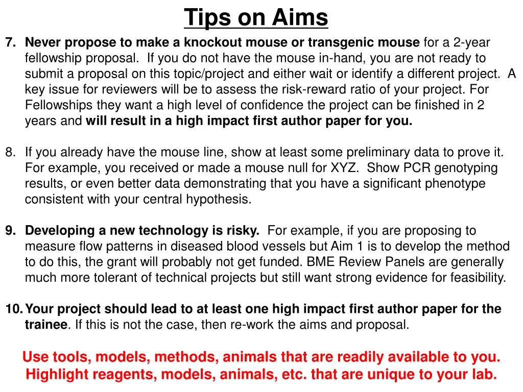 tips on aims 1