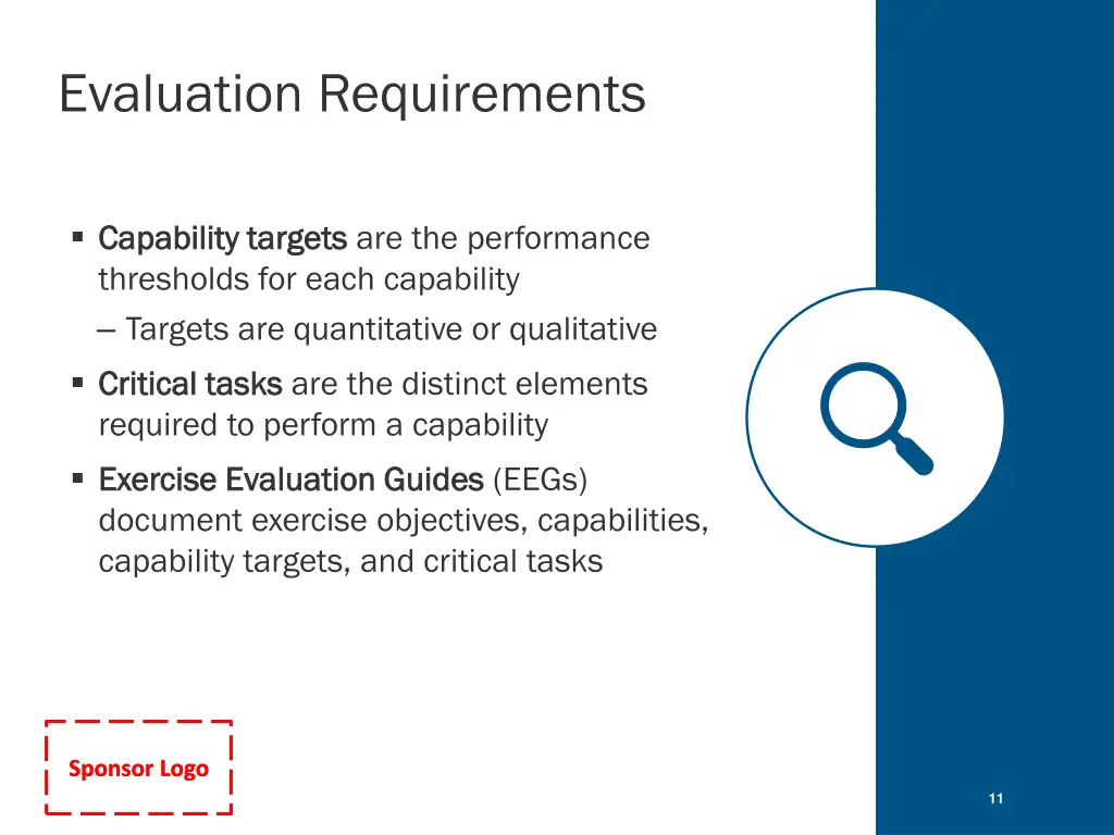 evaluation requirements