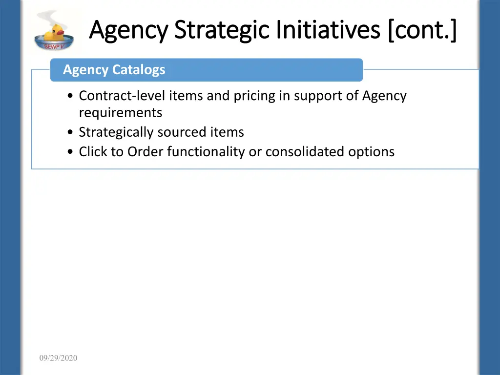 agency strategic initiatives cont agency