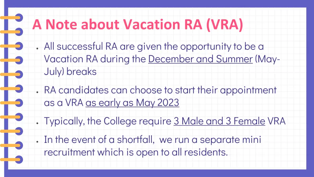 a note about vacation ra vra