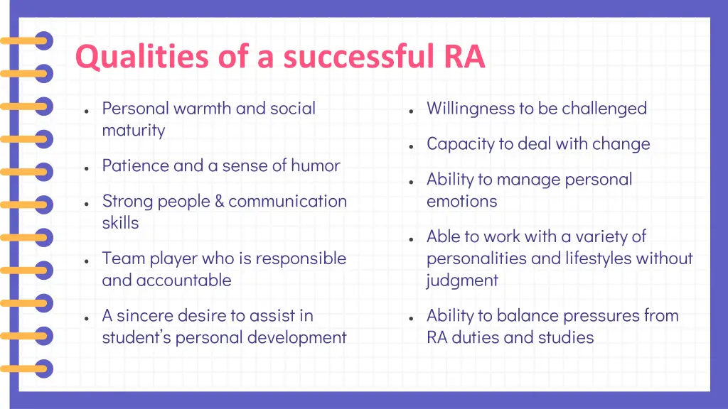 qualities of a successful ra