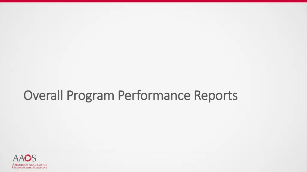 overall program performance reports overall