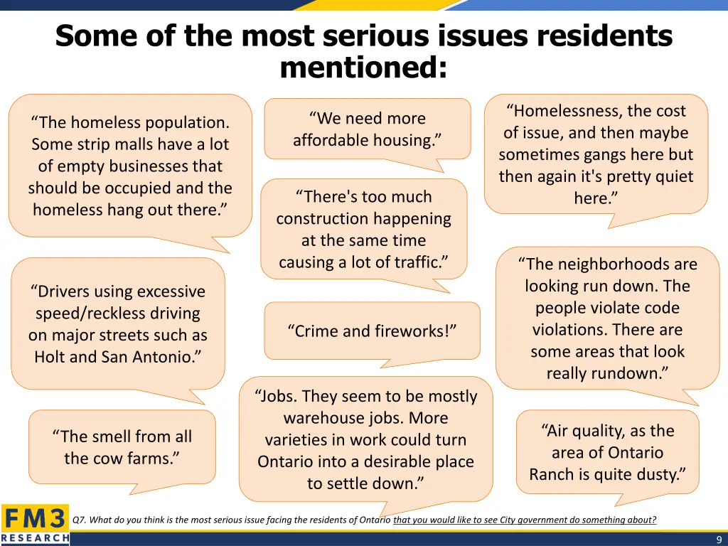 some of the most serious issues residents