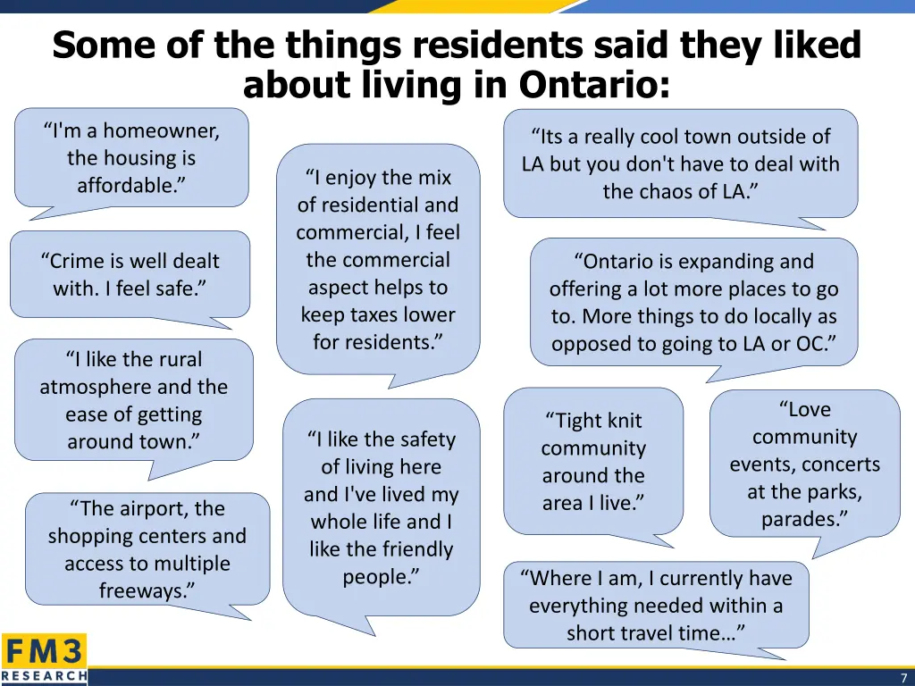 some of the things residents said they liked