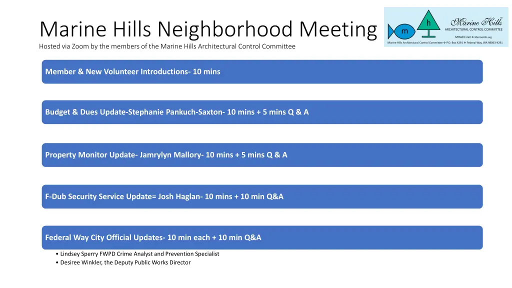 marine hills neighborhood meeting hosted via zoom