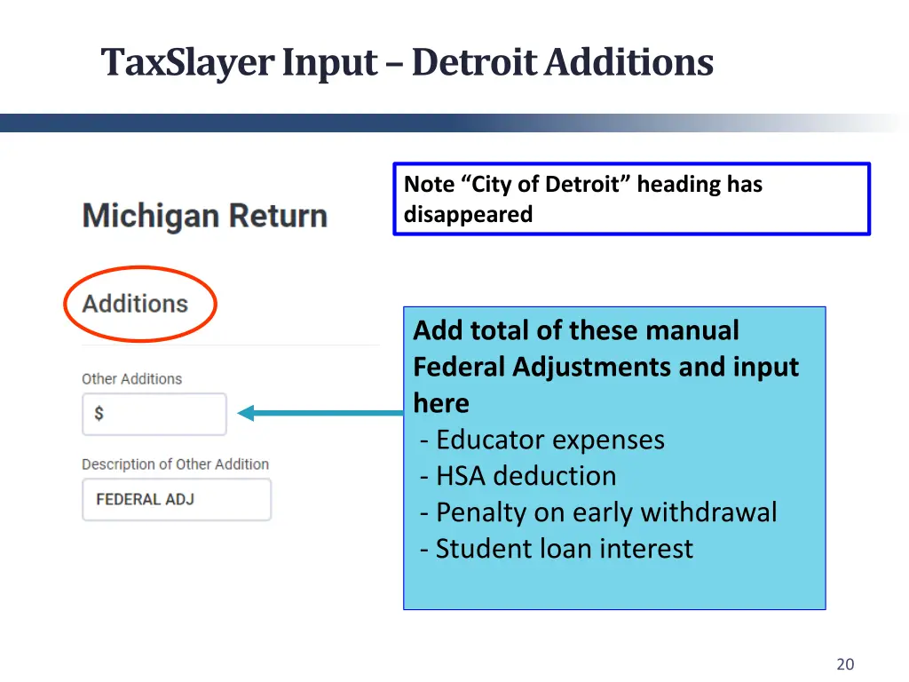 taxslayer input detroit additions 1