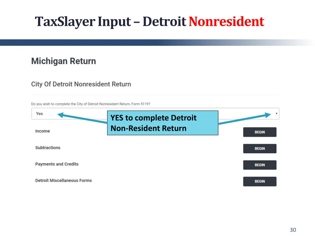 taxslayer input detroit nonresident