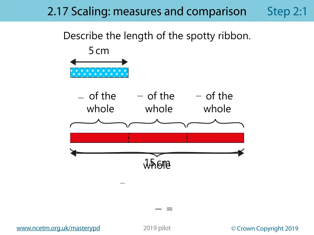 describe the length of the spotty ribbon 5 cm