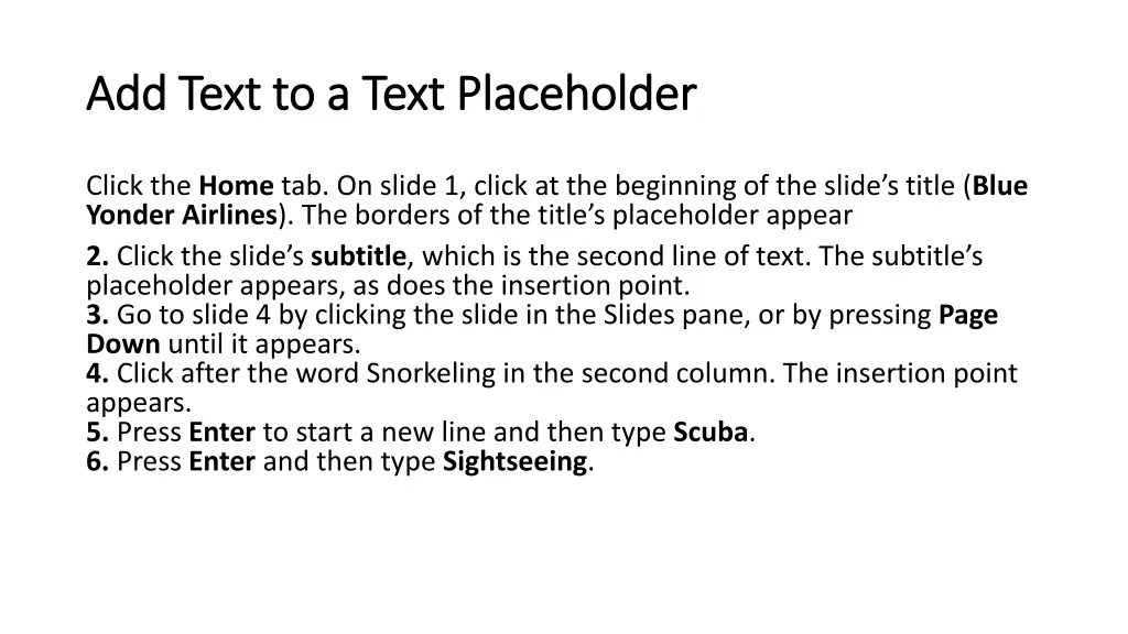 add text to a text placeholder add text to a text