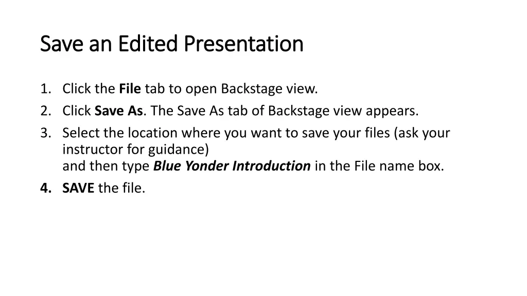 save an edited presentation save an edited