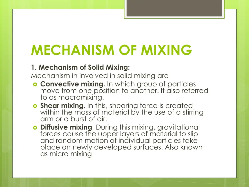 mechanism of mixing