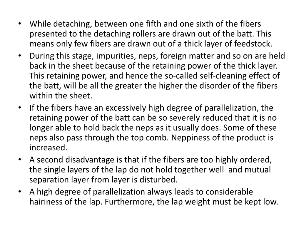 while detaching between one fifth and one sixth