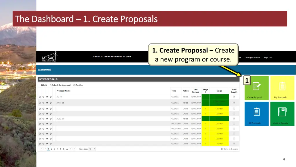 the dashboard the dashboard 1 create proposals