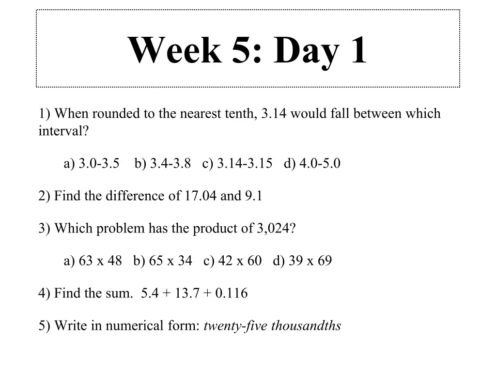 week 5 day 1