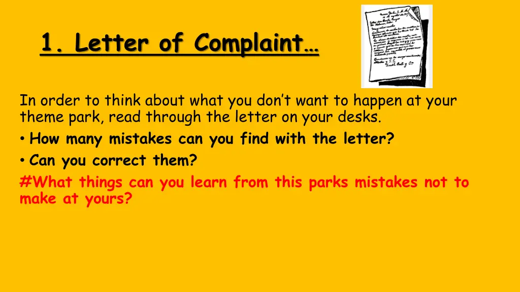 1 letter of complaint