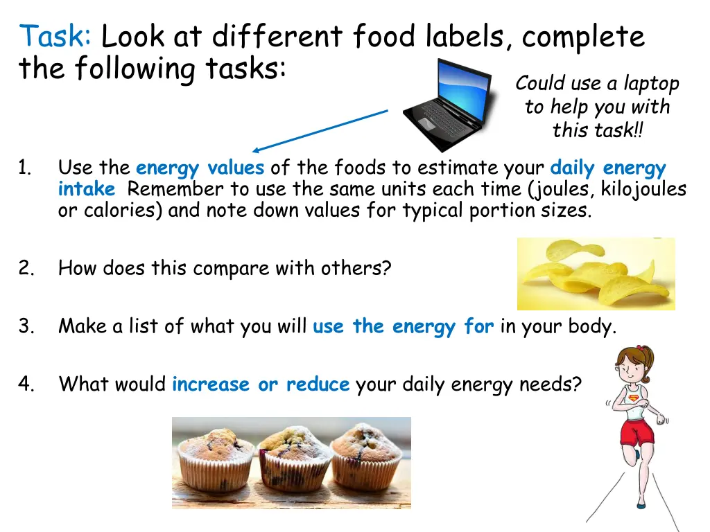 task look at different food labels complete