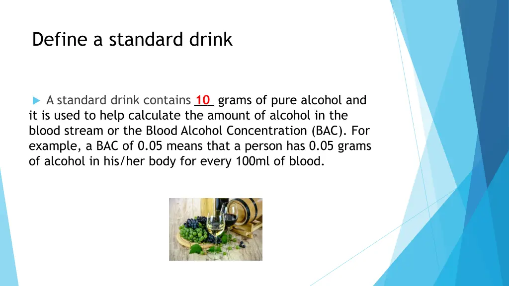 define a standard drink