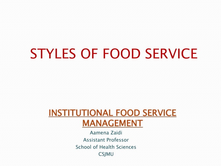 styles of food service