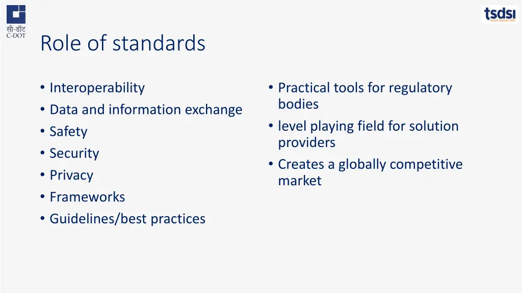 role of standards