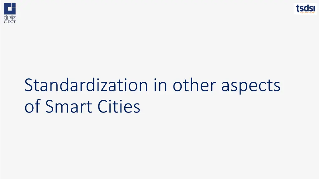 standardization in other aspects of smart cities