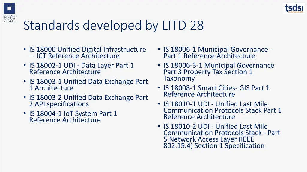 standards developed by litd 28