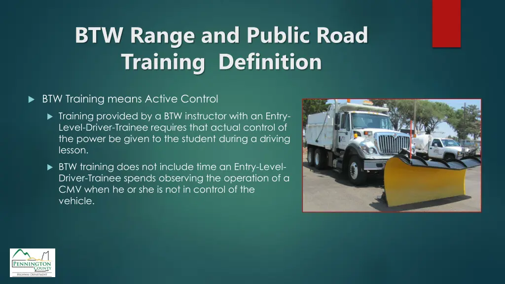 btw range and public road training definition