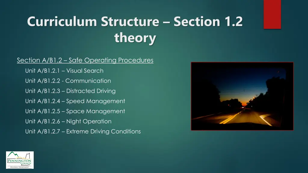 curriculum structure section 1 2 theory