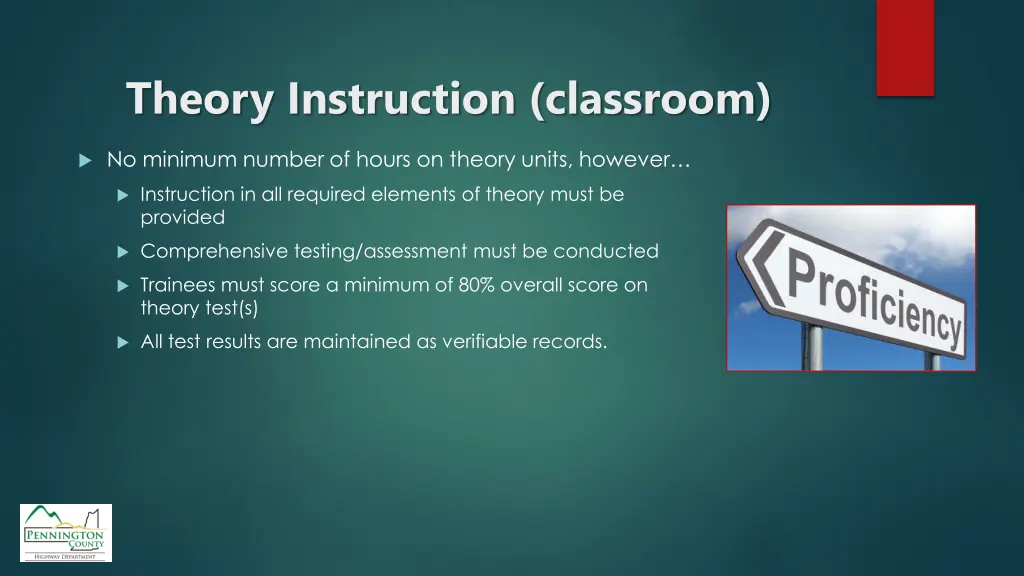 theory instruction classroom