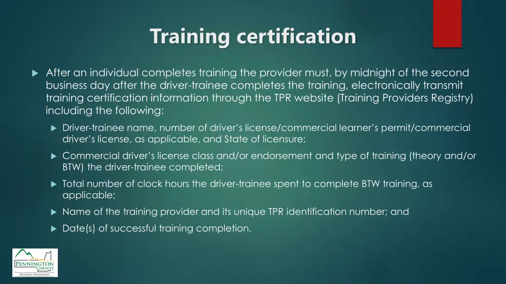 training certification