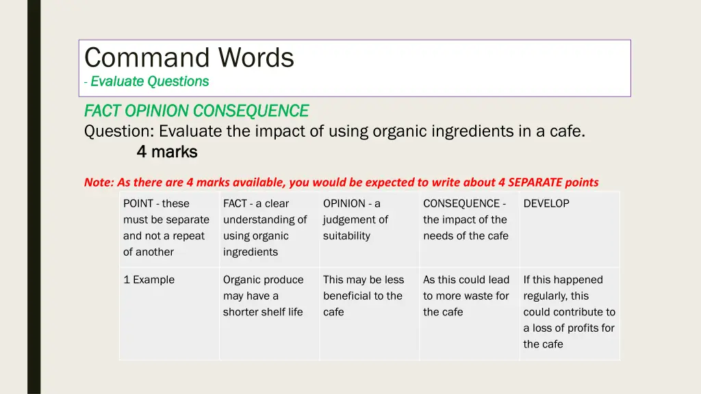 command words evaluate questions evaluate 1