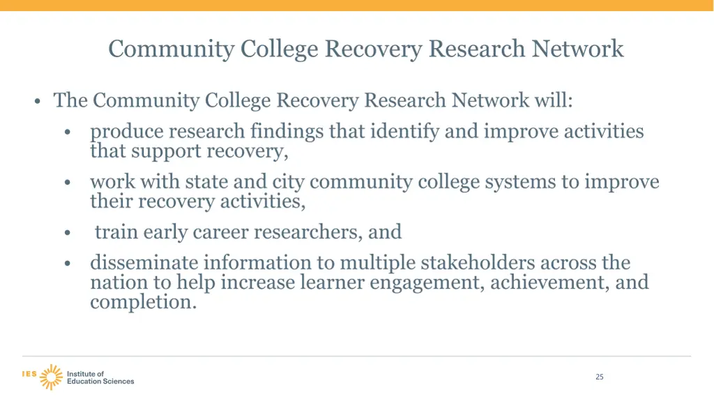 community college recovery research network