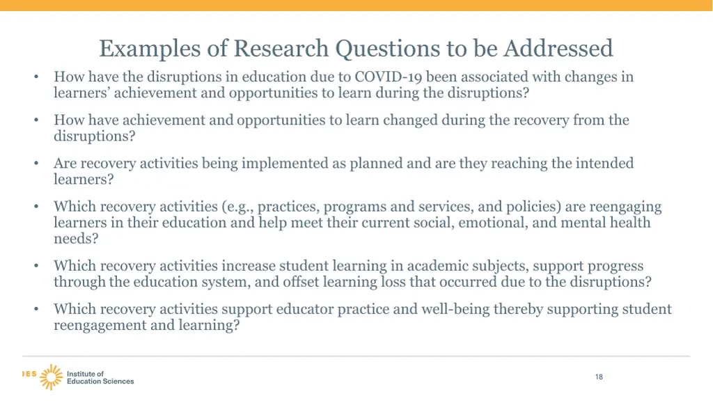 examples of research questions to be addressed