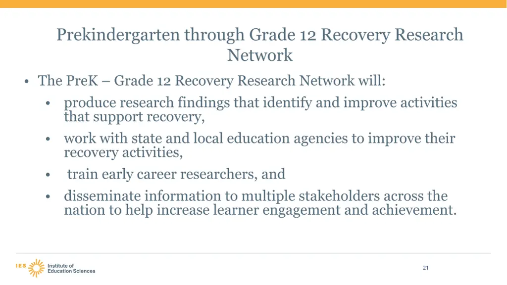 prekindergarten through grade 12 recovery