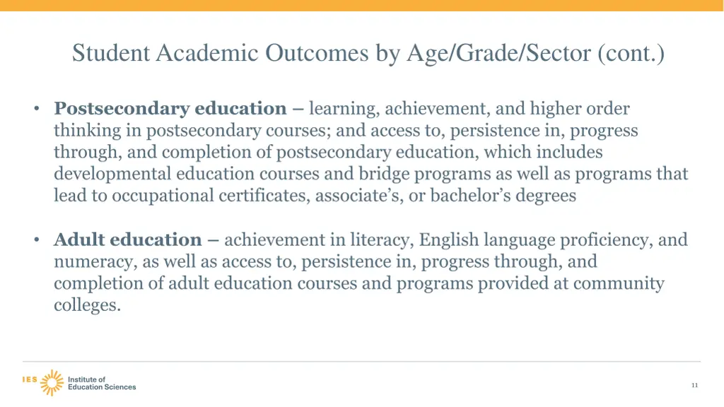 student academic outcomes by age grade sector cont